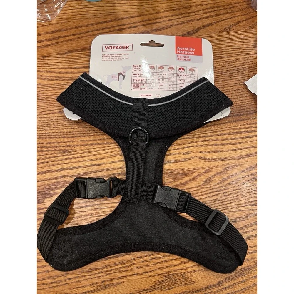 Voyager Aerolite No-Pull Dog Harness Size Large Reflective Adjustable Black New